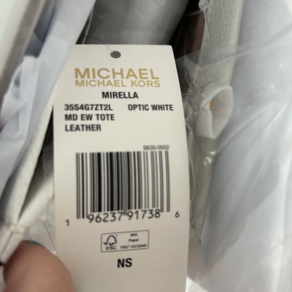 Michael Kors Mirella Medium  Pebble Leather Tote White NWT - Picture 4 of 5